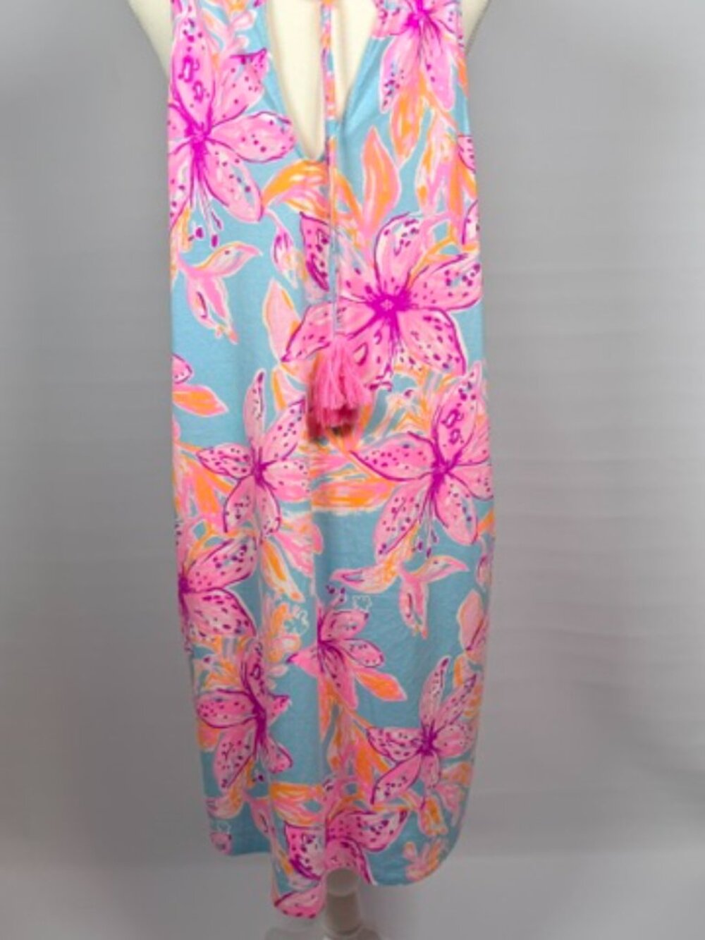 Lilly Pulitzer Margot Swing Dress Surf Blue Bonita Blooms Tassels XXL - Picture 4 of 13
